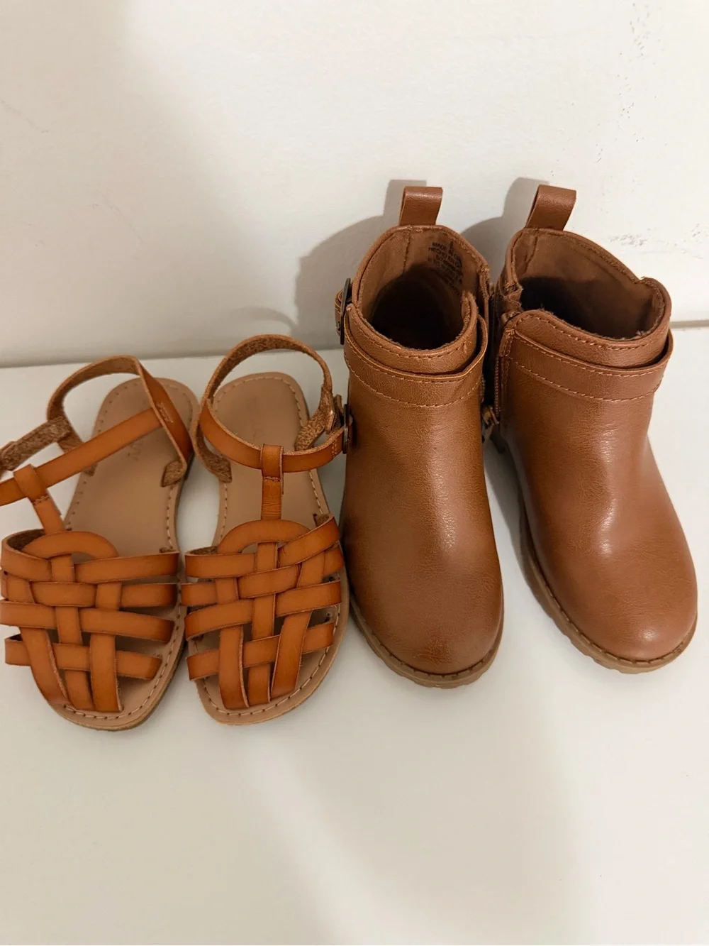 Old Navy Tan Brown Kids Sandals and Ankle Boots Set